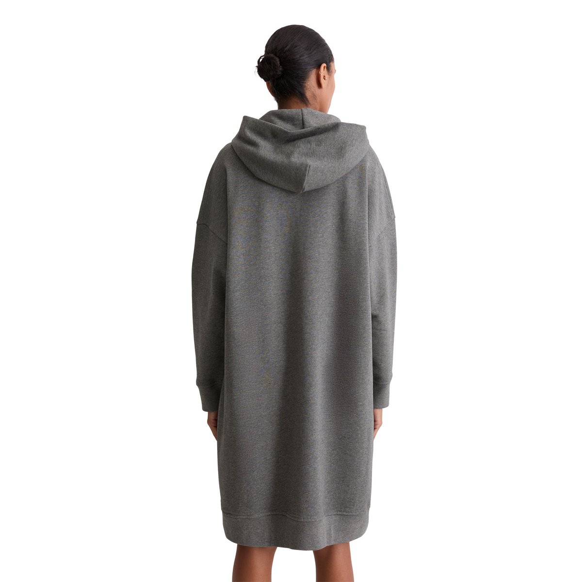 Robe à capuche avec logo relaxed en pur coton bio gris, MARC O'POLO