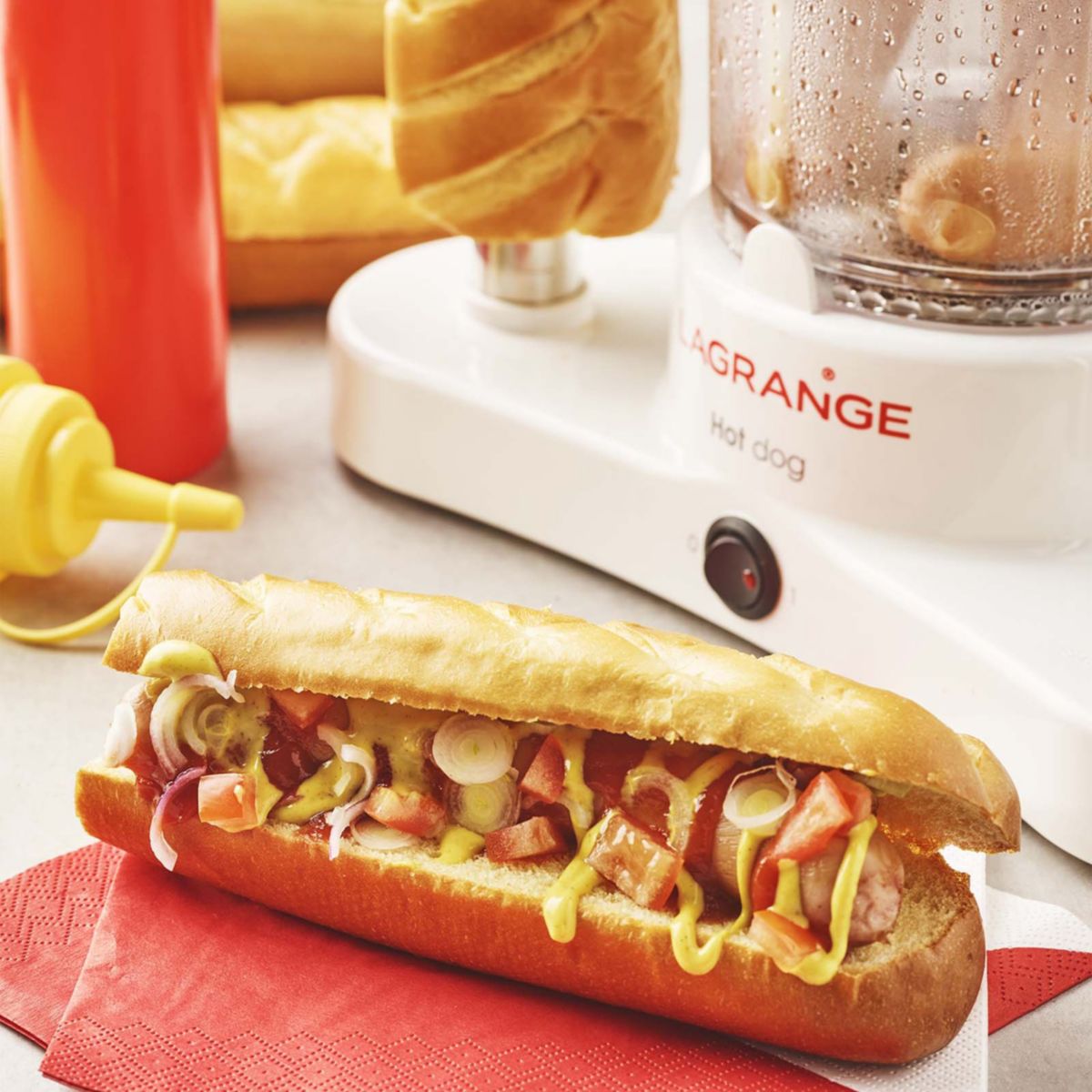 Appareil à Hot dog 2 pics blanc rouge blanc/rouge, LAGRANGE