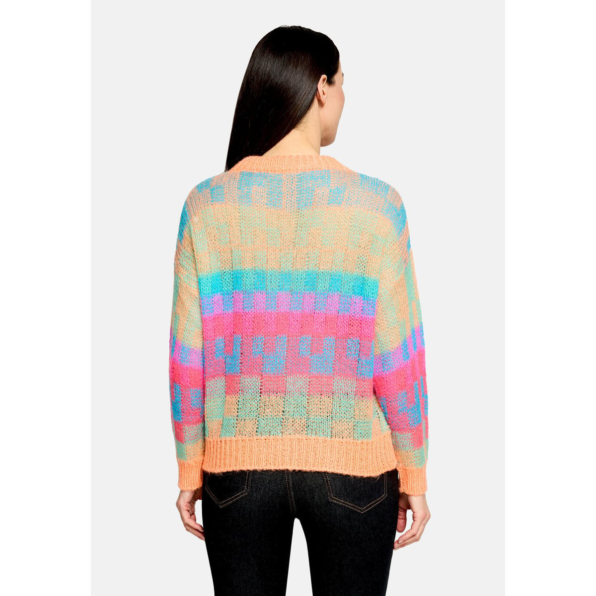 Pull-over en maille à encolure ronde orange/pink, CARTOON