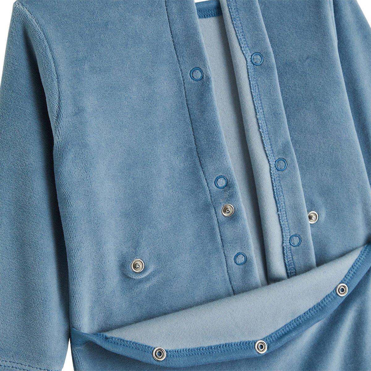 Pyjama bébé en velours Edouard bleu, PETIT BEGUIN