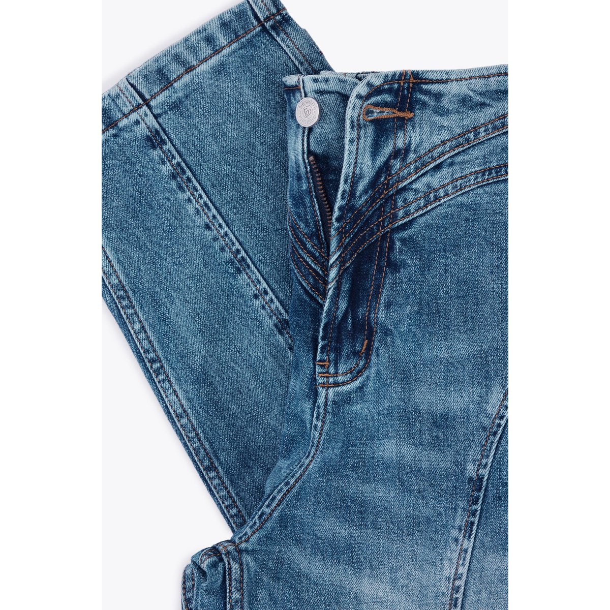 Pantalon en jean balloon coutures bleu clair, DESIGUAL