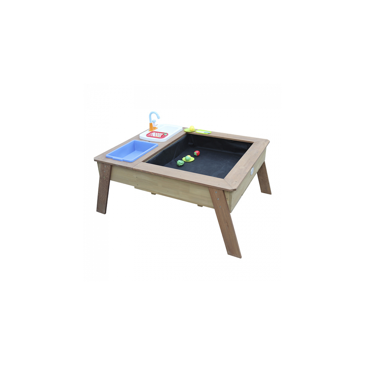 AXI Linda Table sable et eau avec Cuisine et evier Marron Parasol Bleu Blanc couleur unique, AXI HOUSE