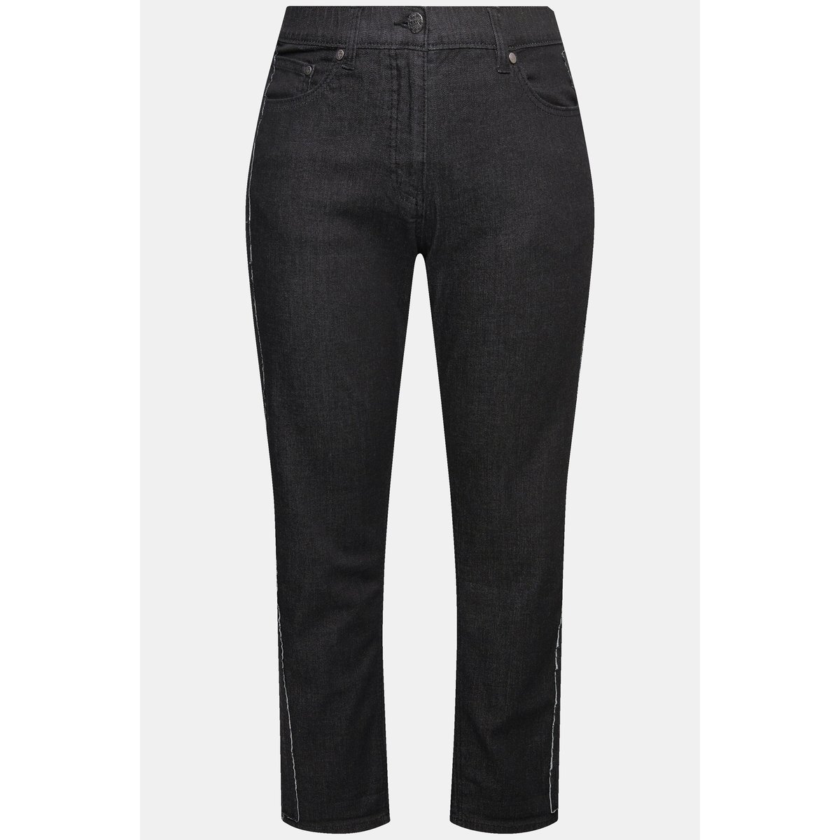 Jean Boyfriend jambe large, bandes en denim noir, ULLA POPKEN