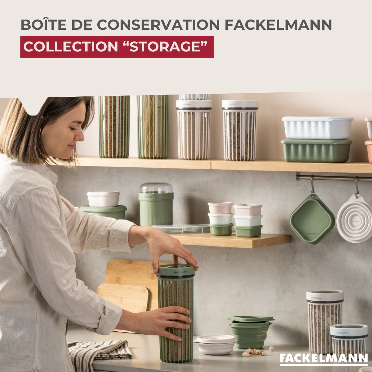 Boite à Provisions 1,7 Litre STORAGE transparent,vert, FACKELMANN