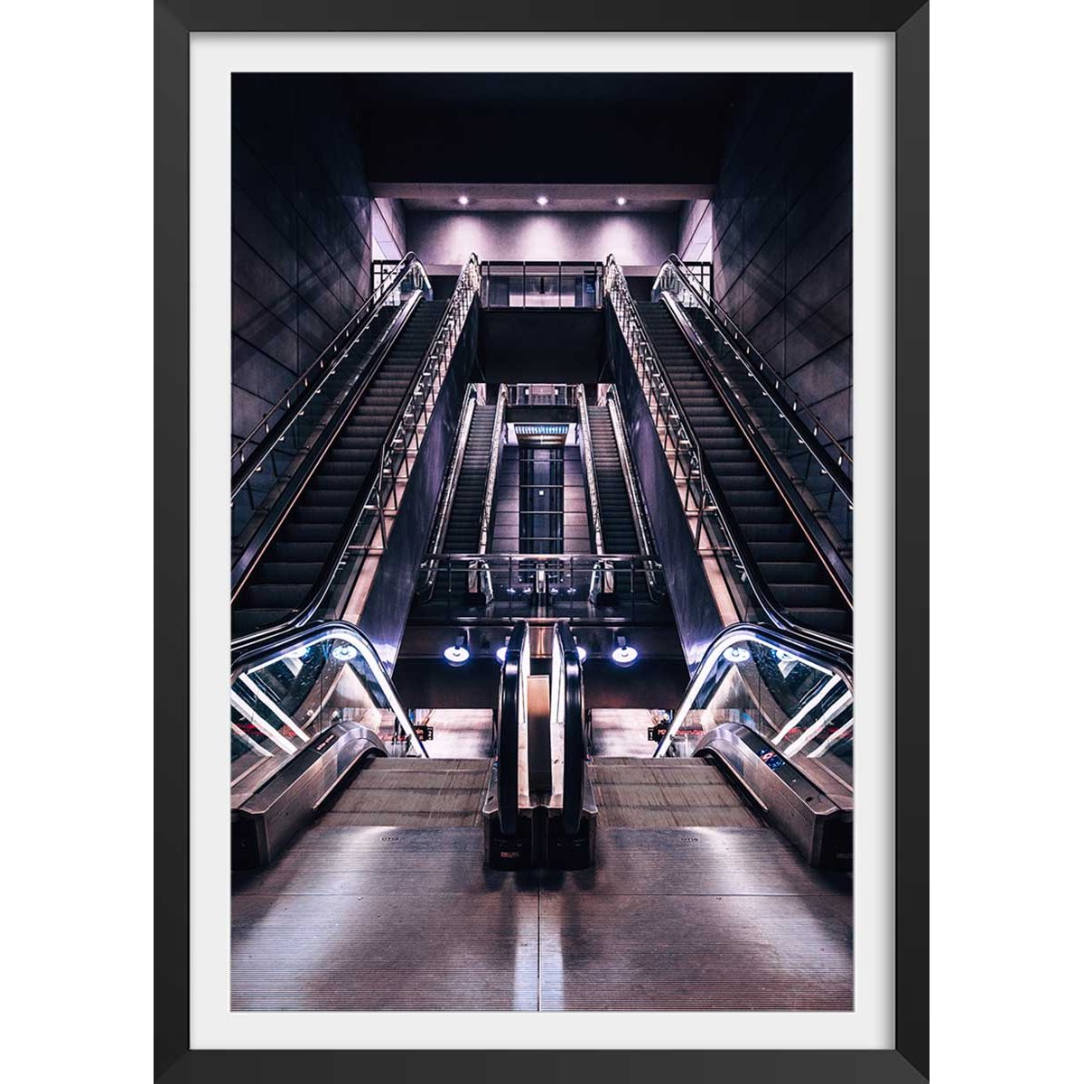 Affiche paris les halles il est 5 heures.. affiche + cadre en bois - noir, HEXOA
