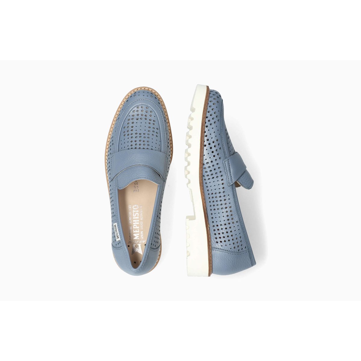 Mocassins en cuir STESSY PERF bleu foncé 5144, MEPHISTO