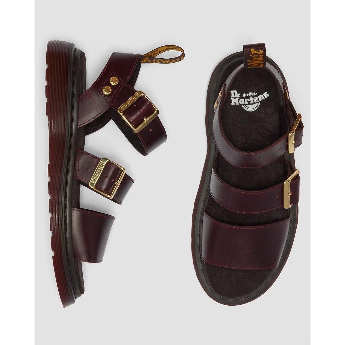 Sandales Gryphon en cuir Atlas bordeaux foncé, DR. MARTENS
