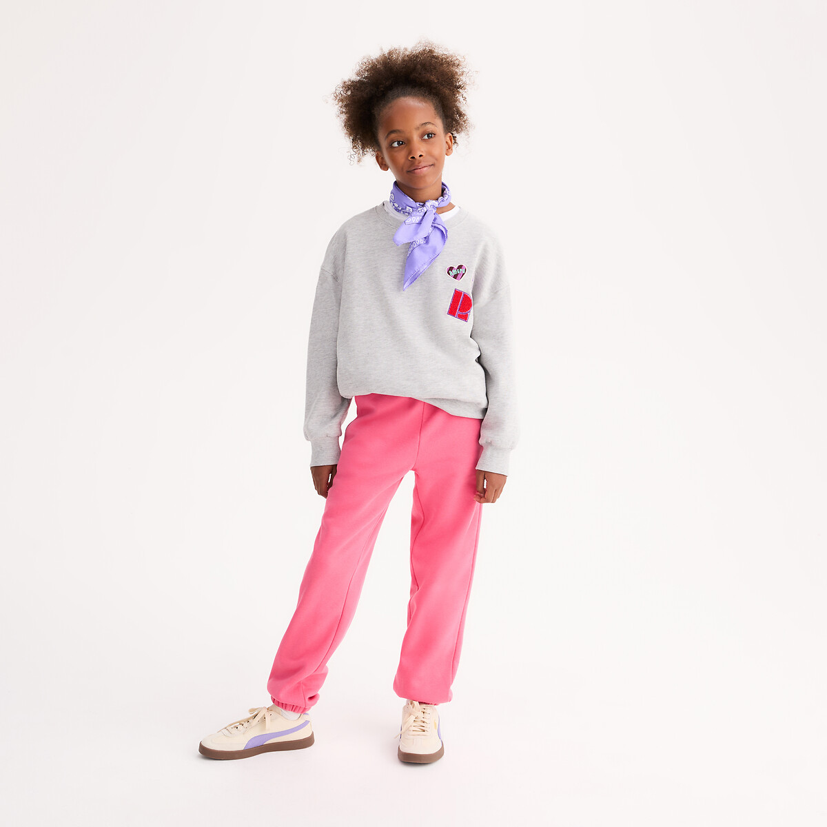 Jogging oversize en molleton rose, LA REDOUTE COLLECTIONS