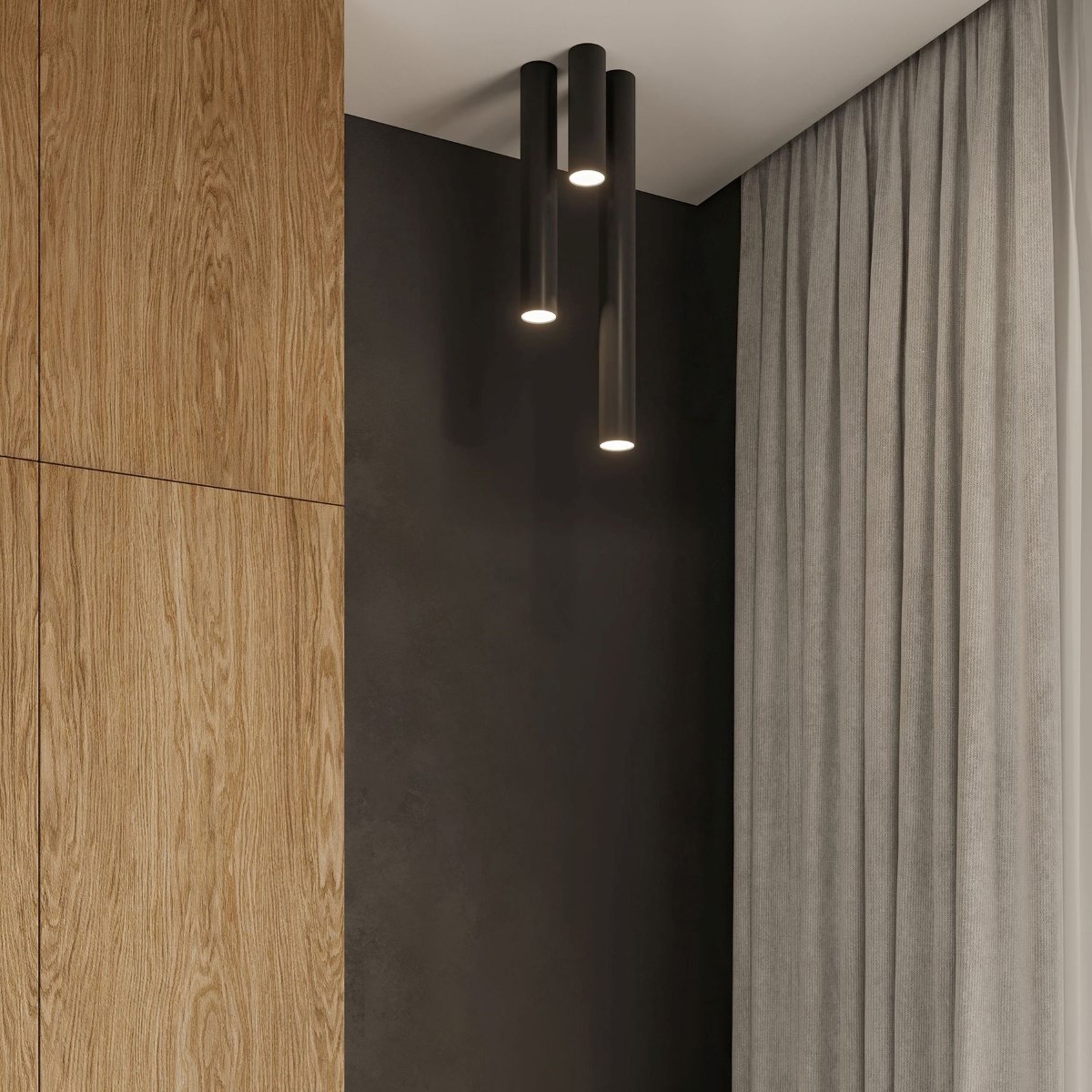 Plafonnier Acier Noir GU10 1 Lagos 60 noir, EDEN