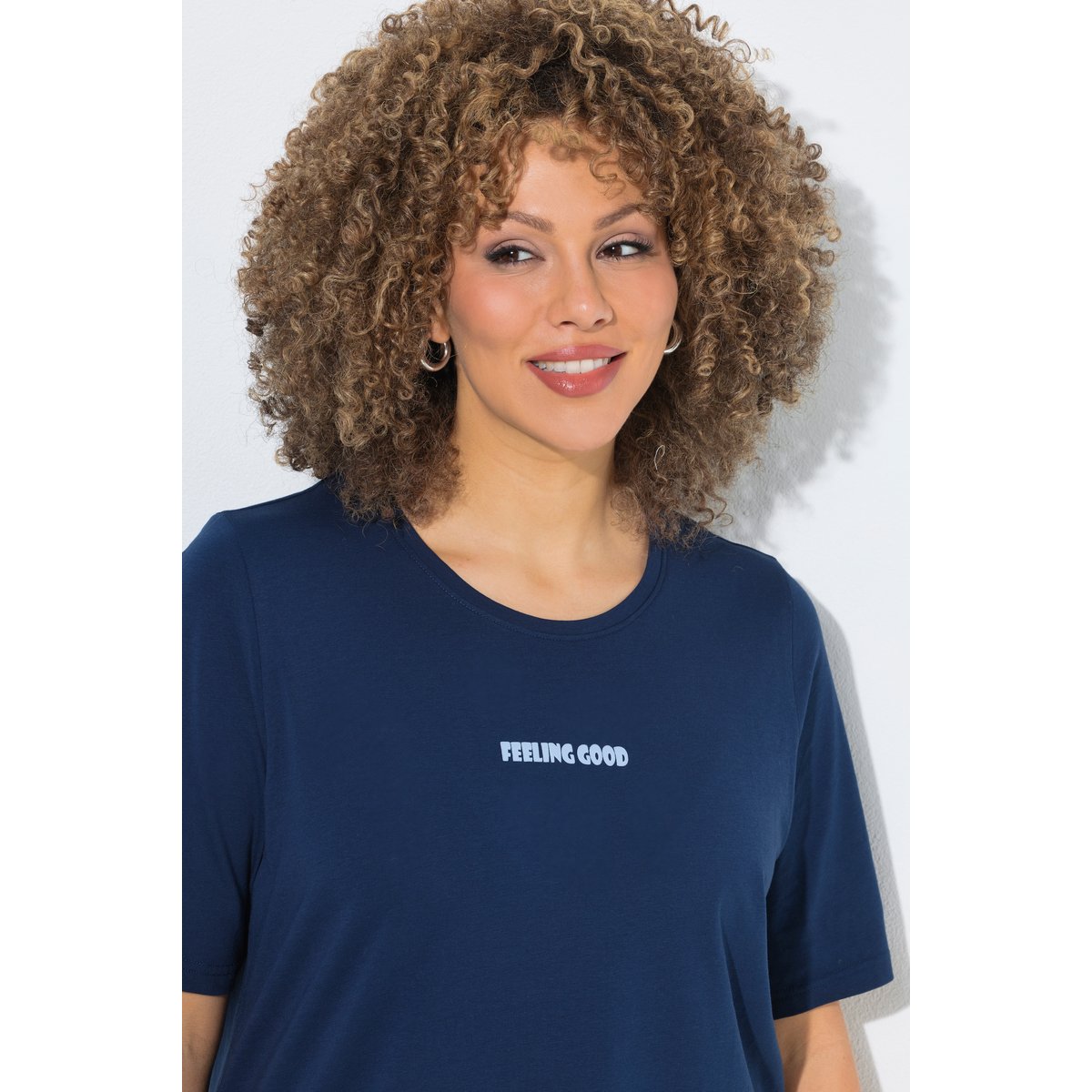 T-shirt motif imprimé Feeling Good bleu encre, ULLA POPKEN