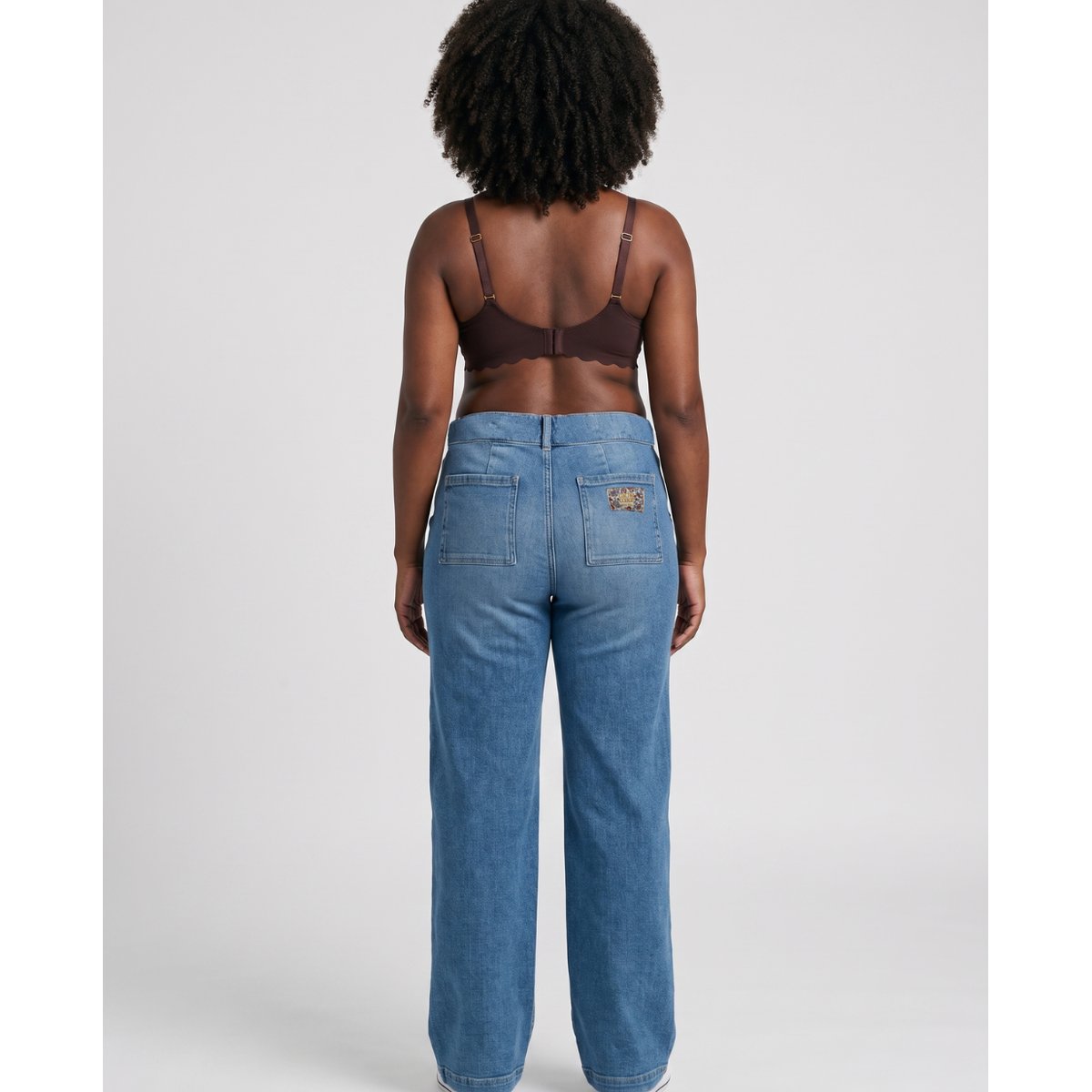Jean de grossesse wide leg Kelly mid mid blue, CACHE COEUR