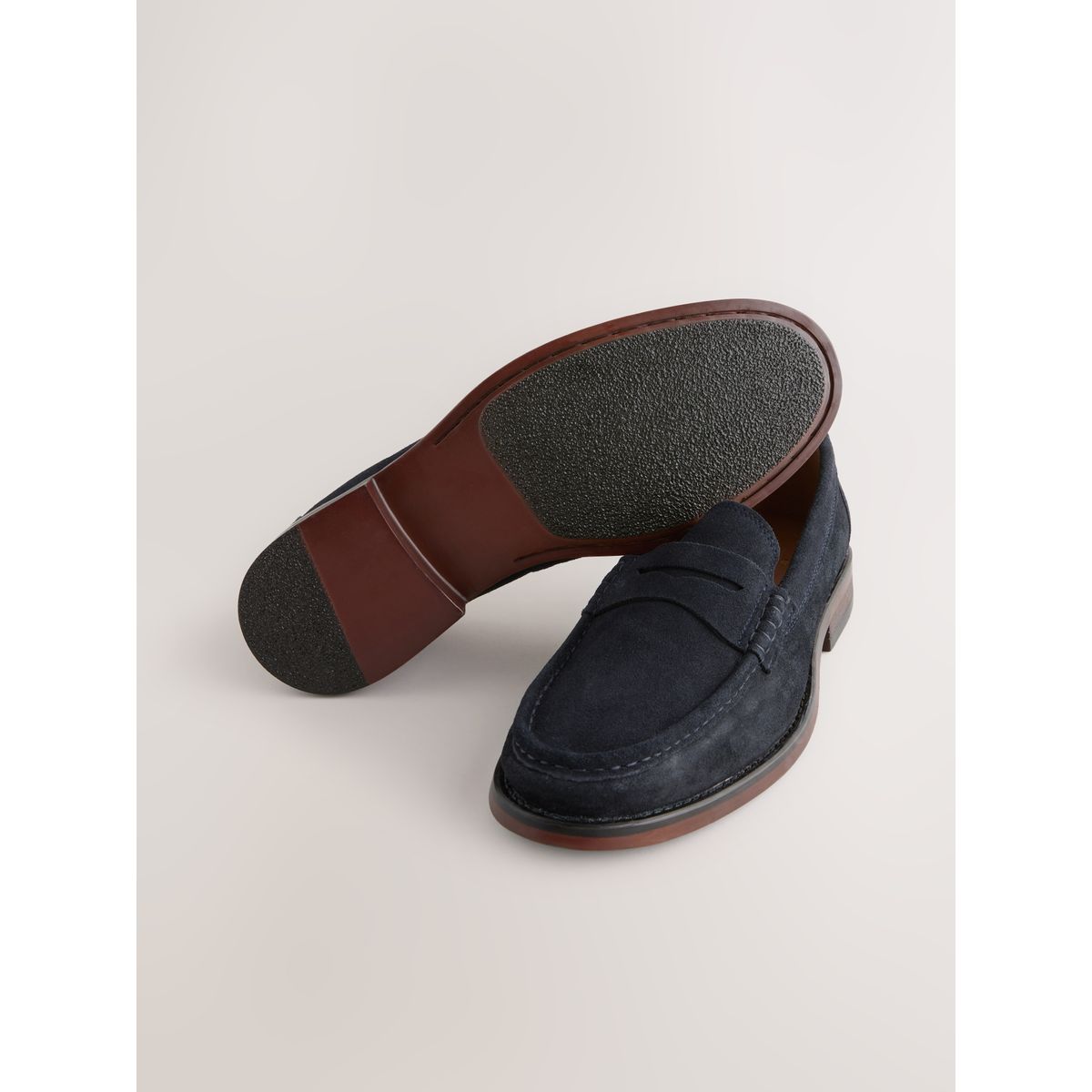 Mocassins en daim bleu marine, NEXT