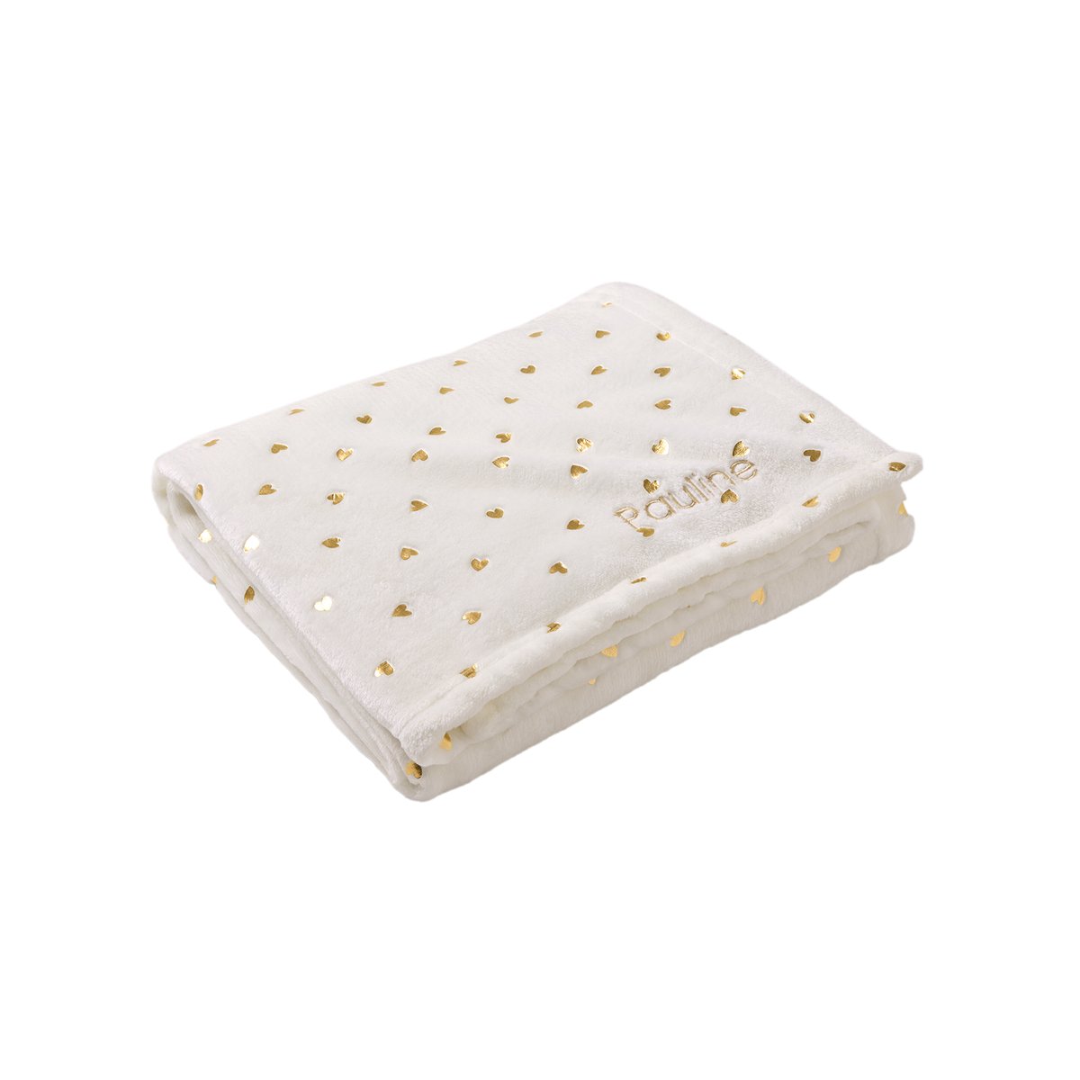 Plaid à coeurs dorés écru / coeurs dorés, VERTBAUDET
