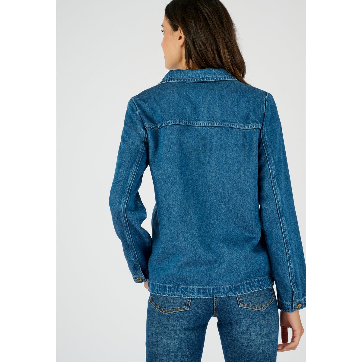 Veste mélange Lyocell Tencel(TM) et viscose bleu denim moyen, DAMART