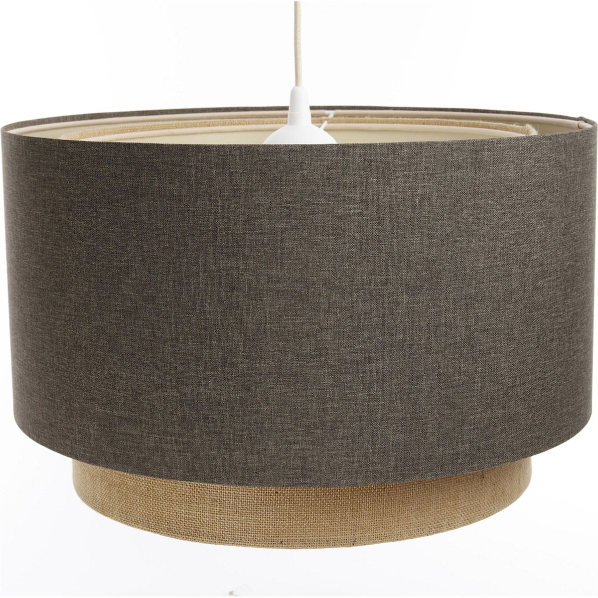 Suspension en tissu rond avec diffuseur rotin Boho Elegant beige crème avec rotin naturel, BPS KONCEPT