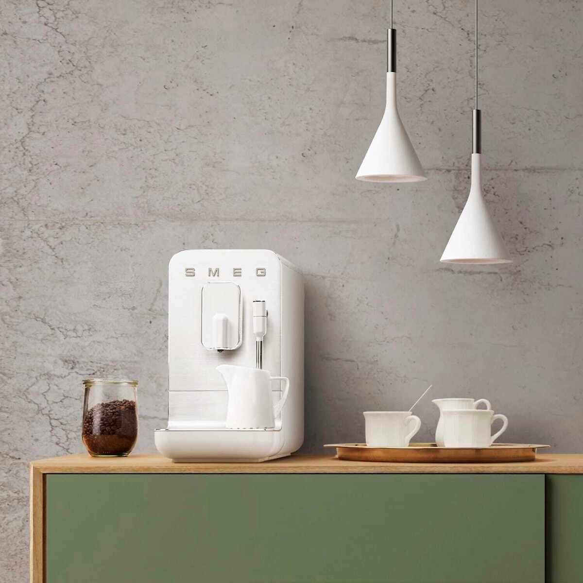 Retro Bean to Cup Coffee Machine with Milk Frother - BCC12 white, SMEG