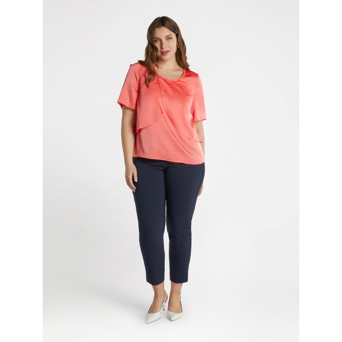Pantalon droit en viscose LENZING™ ECOVERO™ bleu, FIORELLA RUBINO