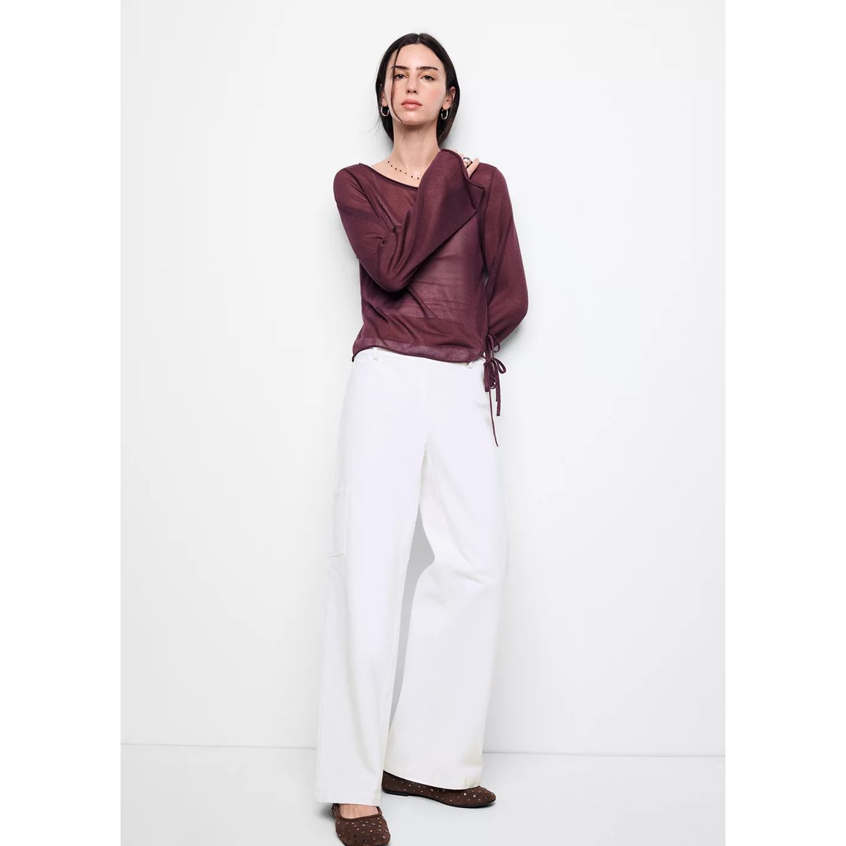 Jean wideleg cargo blanc cassé, MANGO TEEN
