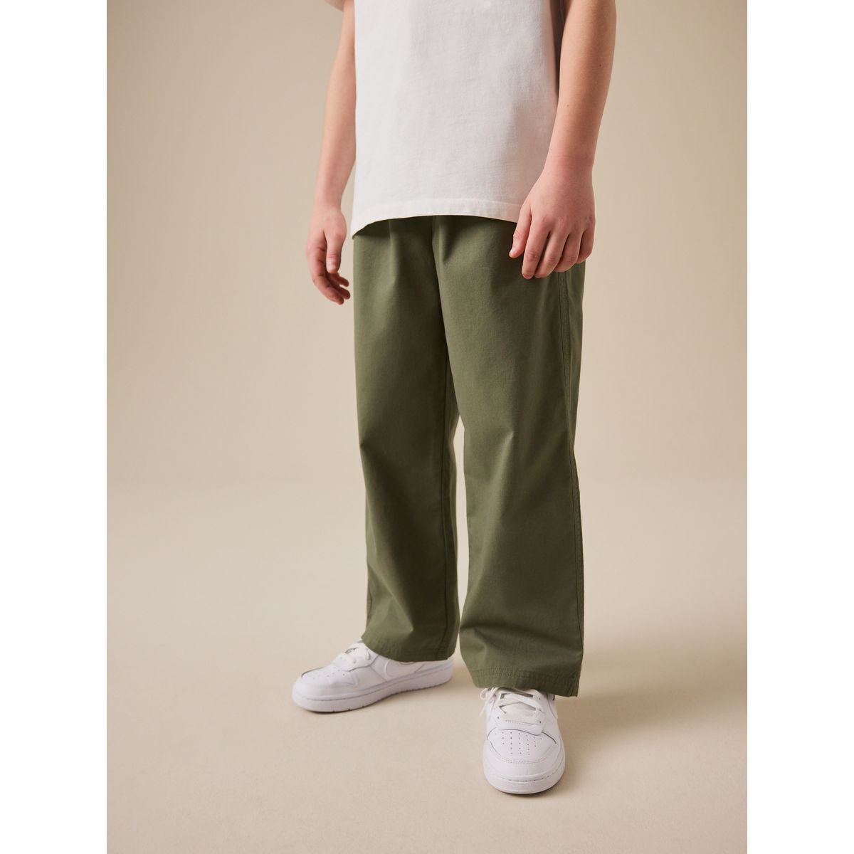 Pantalon chino à pinces vert kaki, NEXT