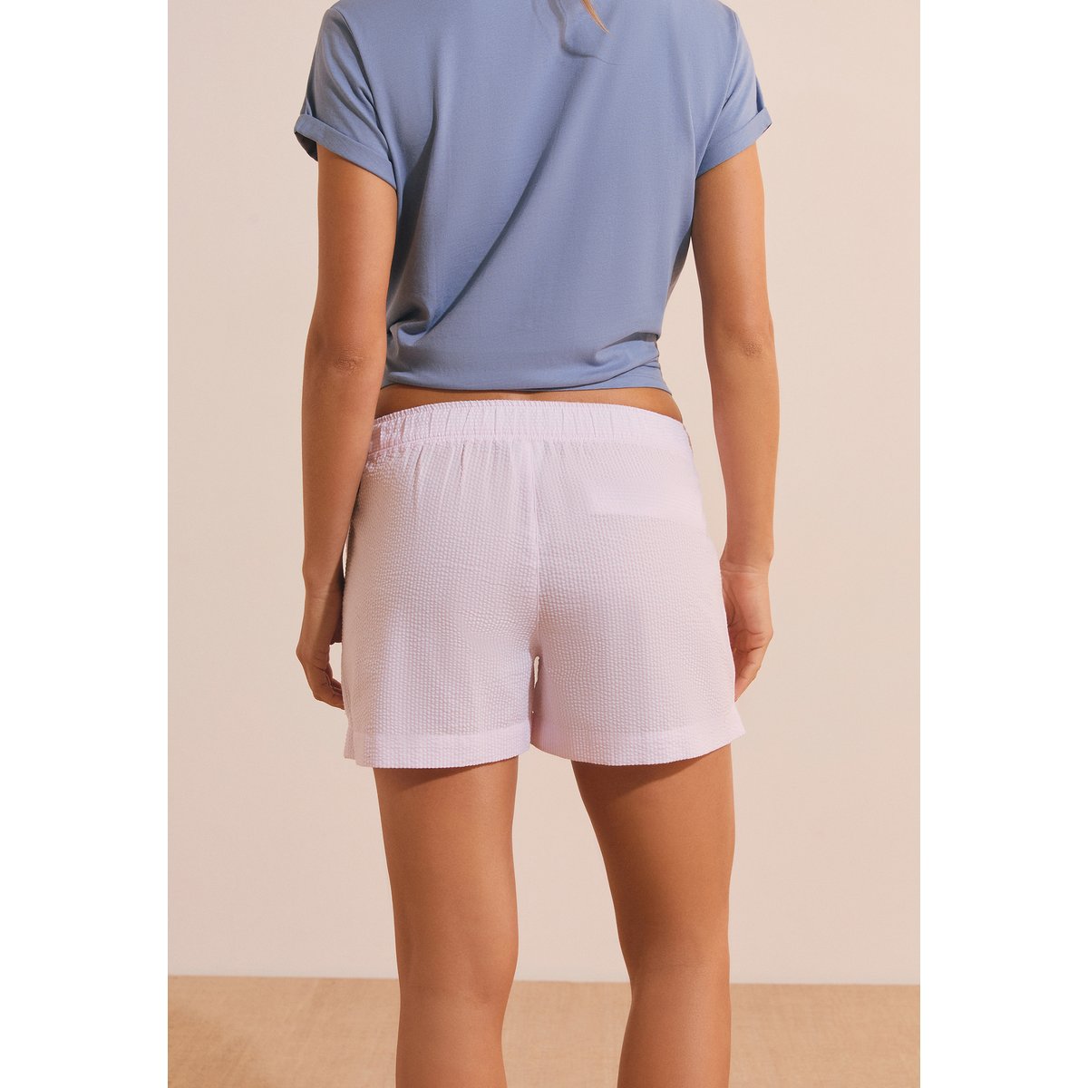 Short de pyjama avec coton gaufré BETTINA rose, ETAM