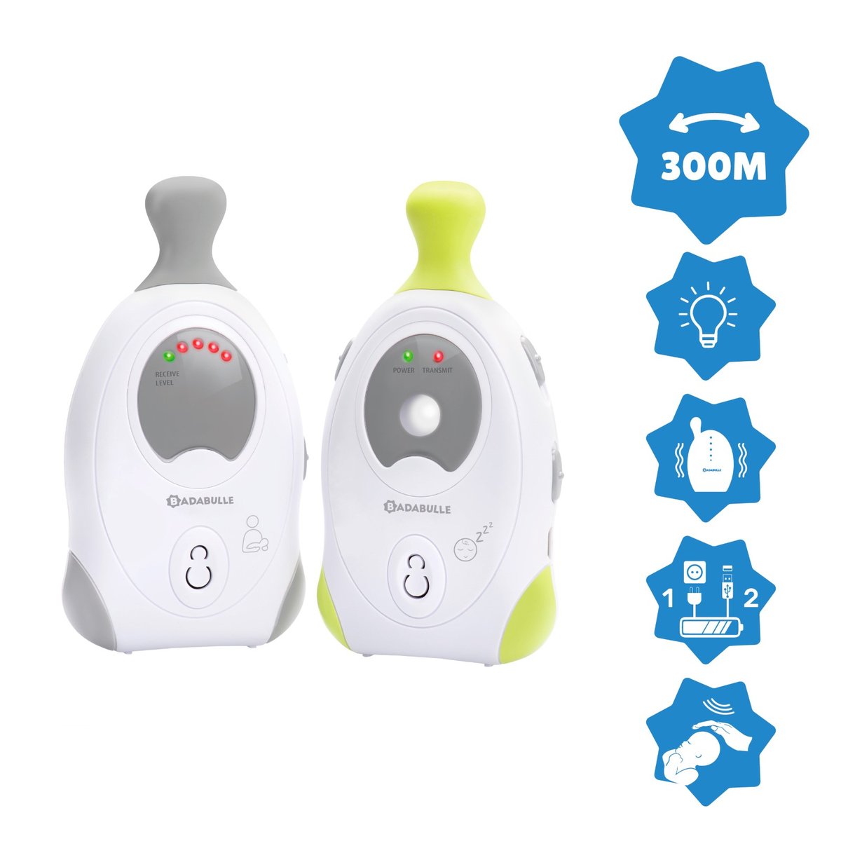 Babyphone Ecoute Bébé Baby Online 300m Plus blanc, BADABULLE