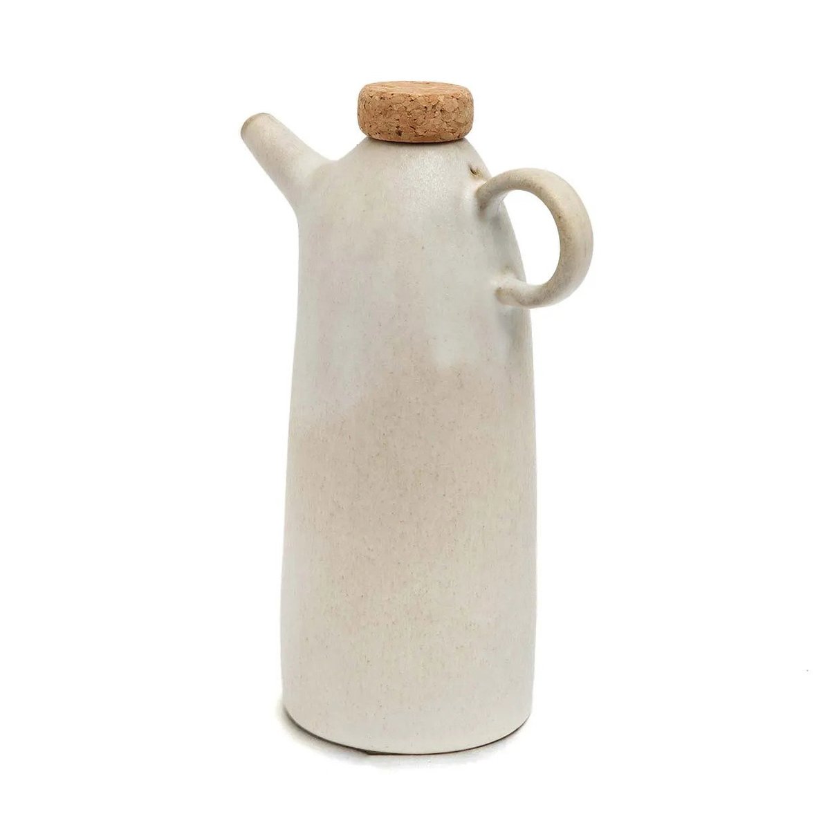 Bouteille d'huile d'olive en grès cérame OLIVE blanc, BAZAR BIZAR