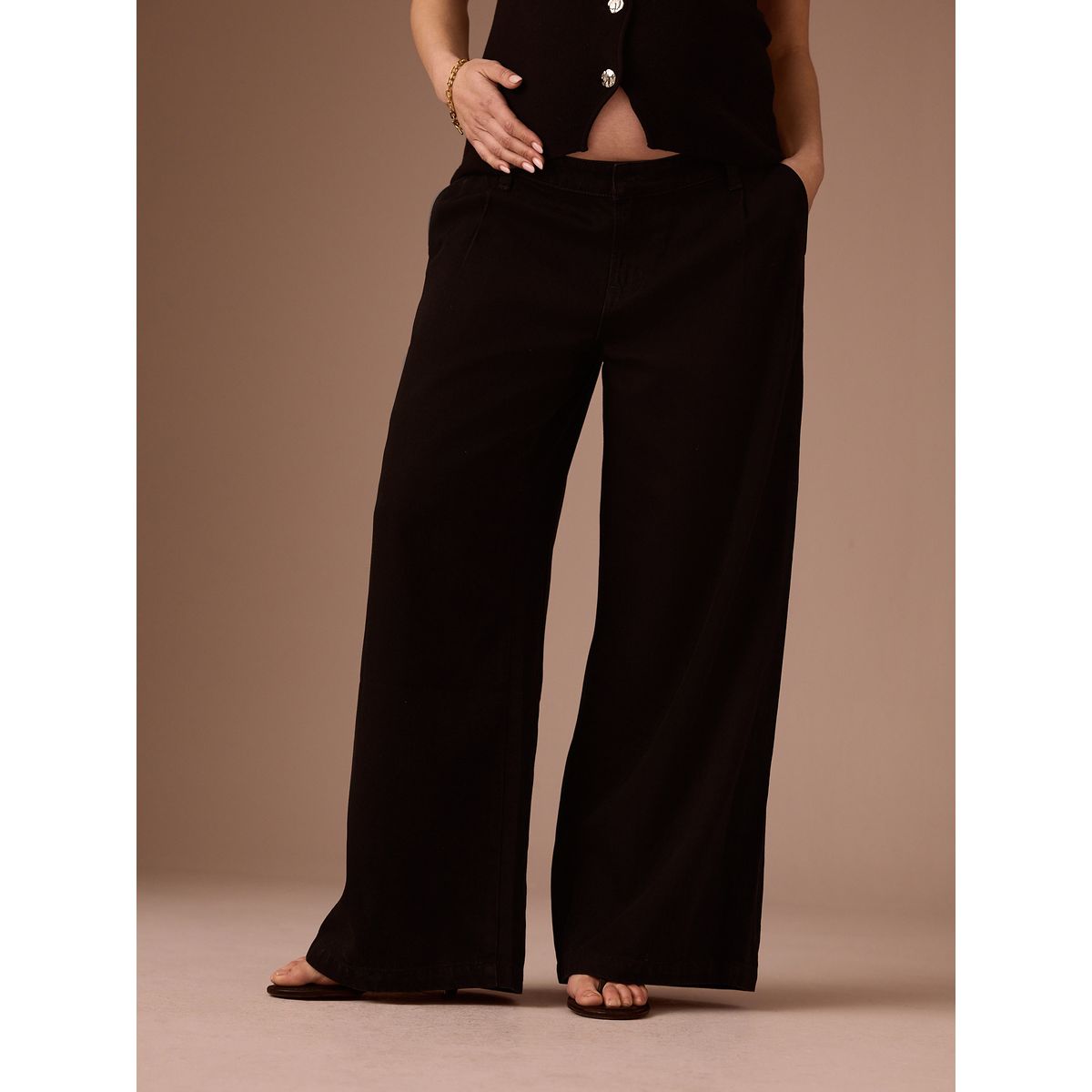 Jean palazzo en tencel™ mélangé maternité noir, NEXT