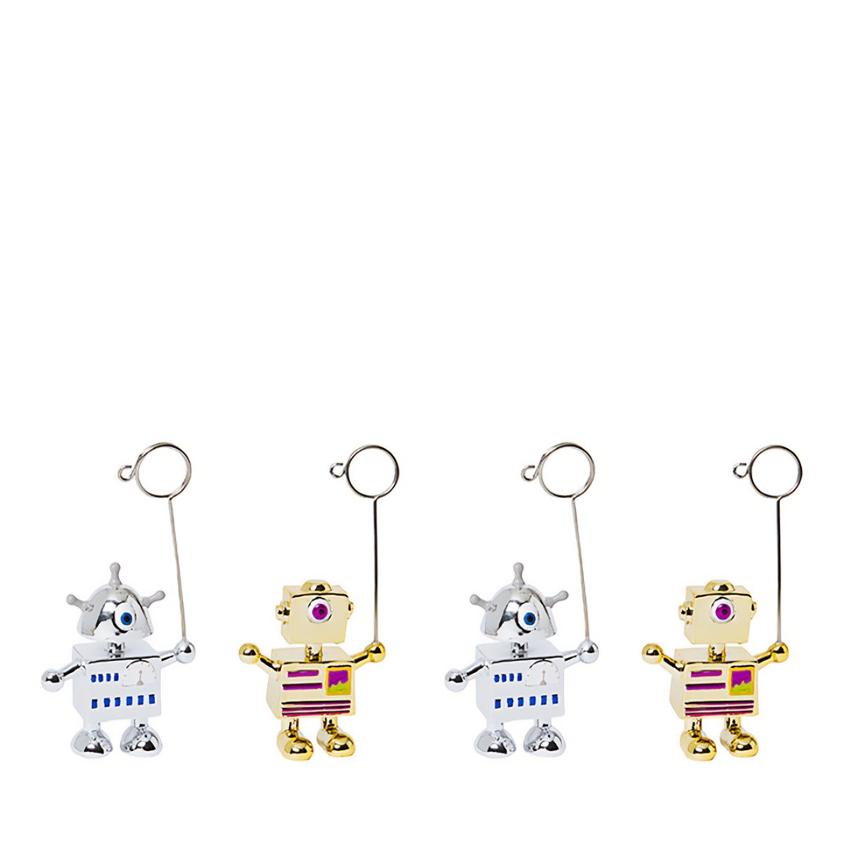 Set de 4 porte-cartes robots noël en résine H15 POP doré, SIA DECO