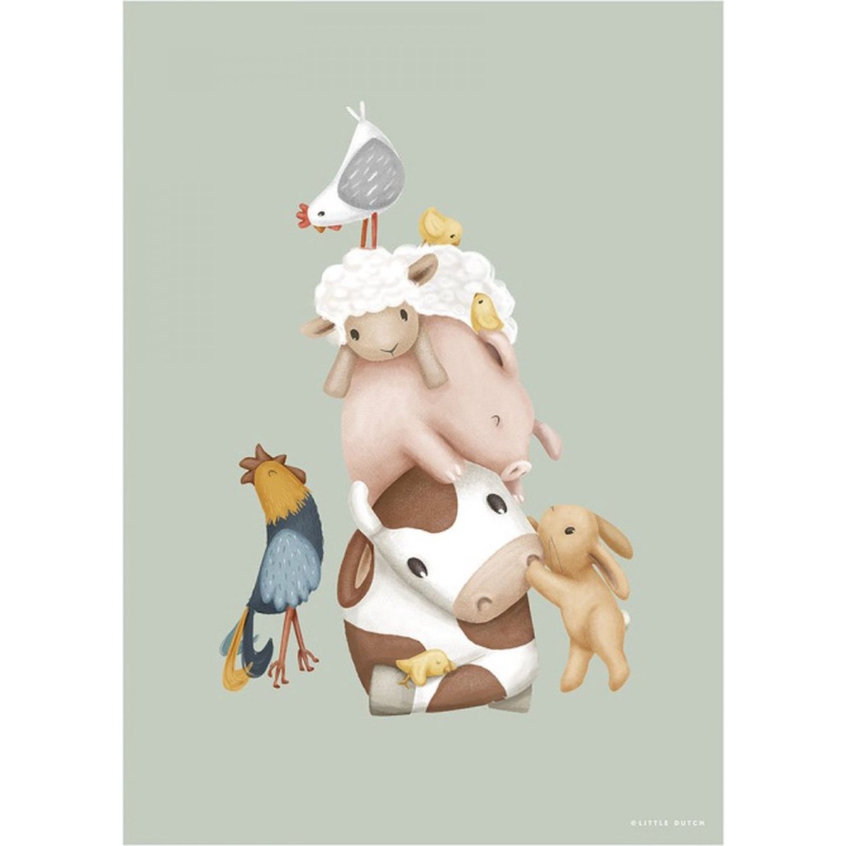 Poster A3 - Little Farm gris, LITTLE DUTCH