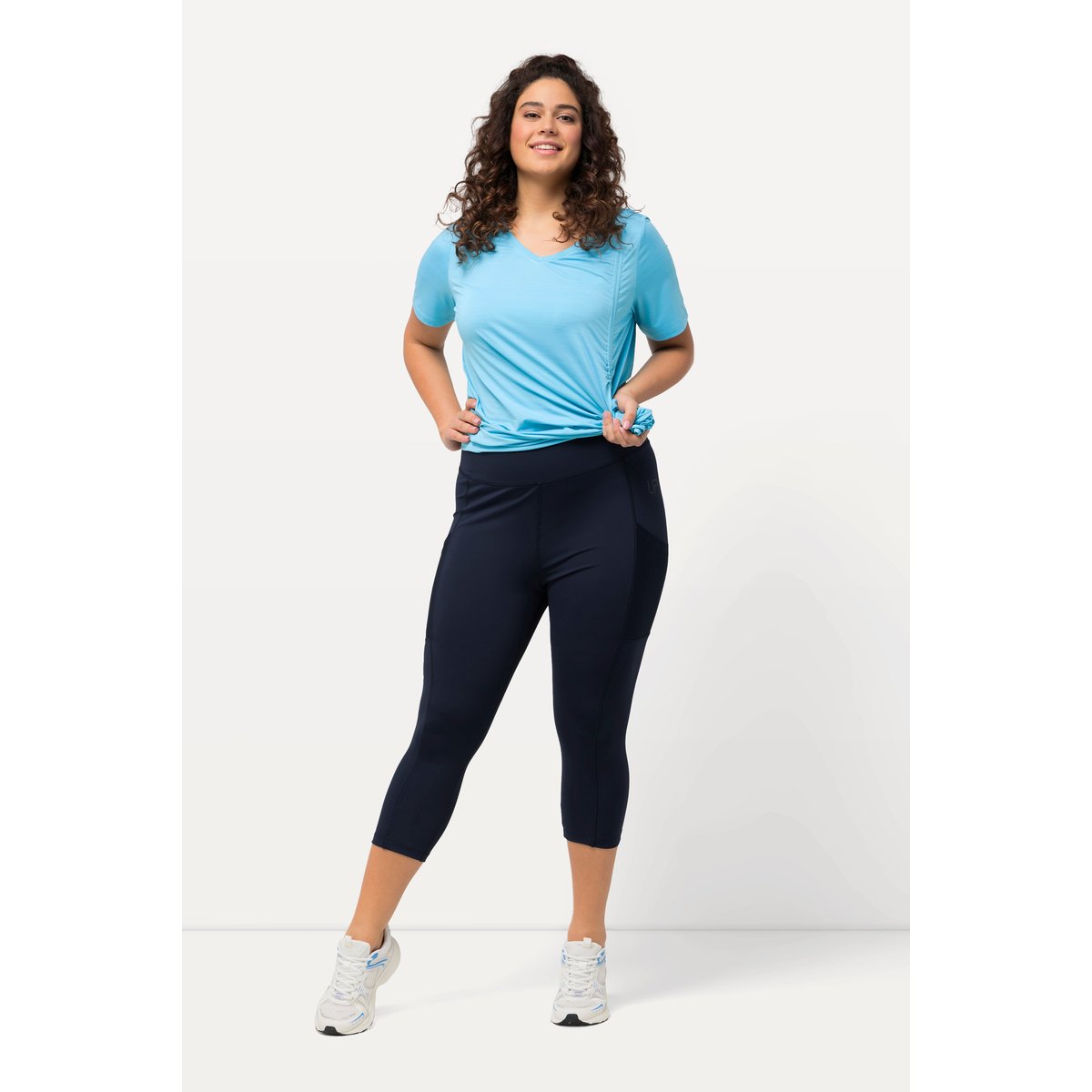 Legging 3/4 taille haute, longueur mollet marine, ULLA POPKEN