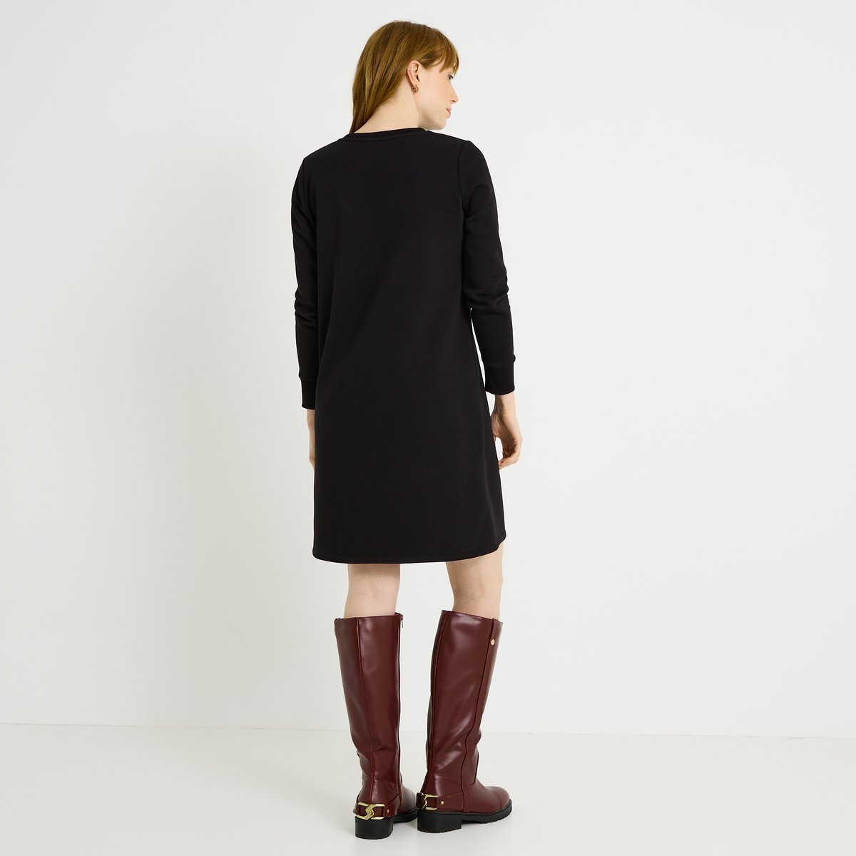Robe sweat longueur genou noir, GRAIN DE MALICE