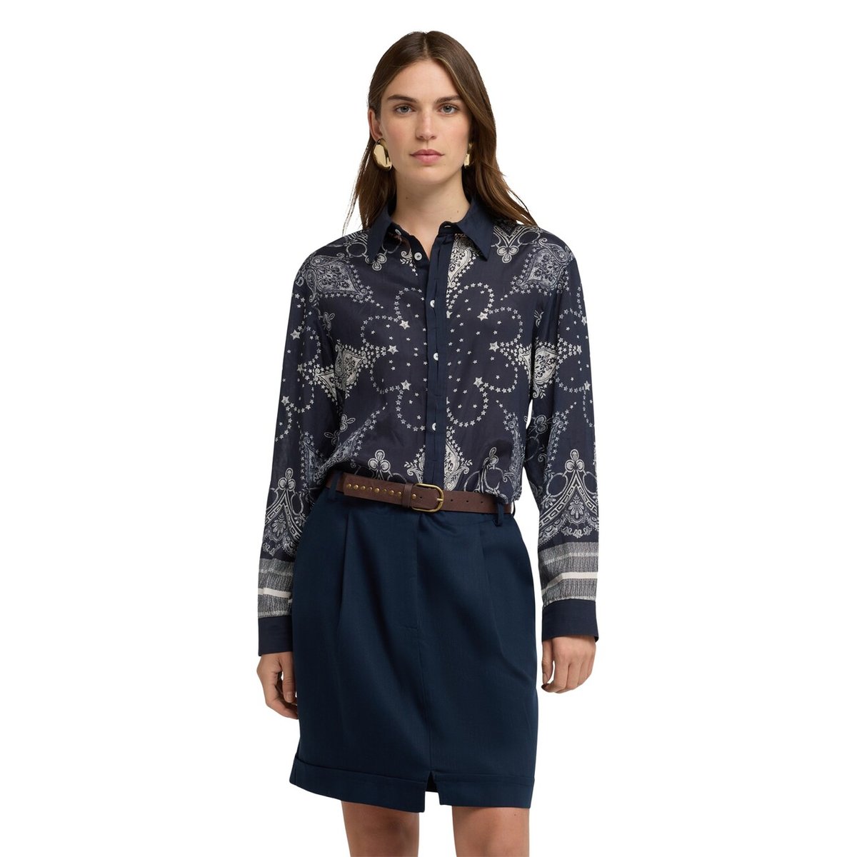 Chemise imprimée bleu, MOTIVI