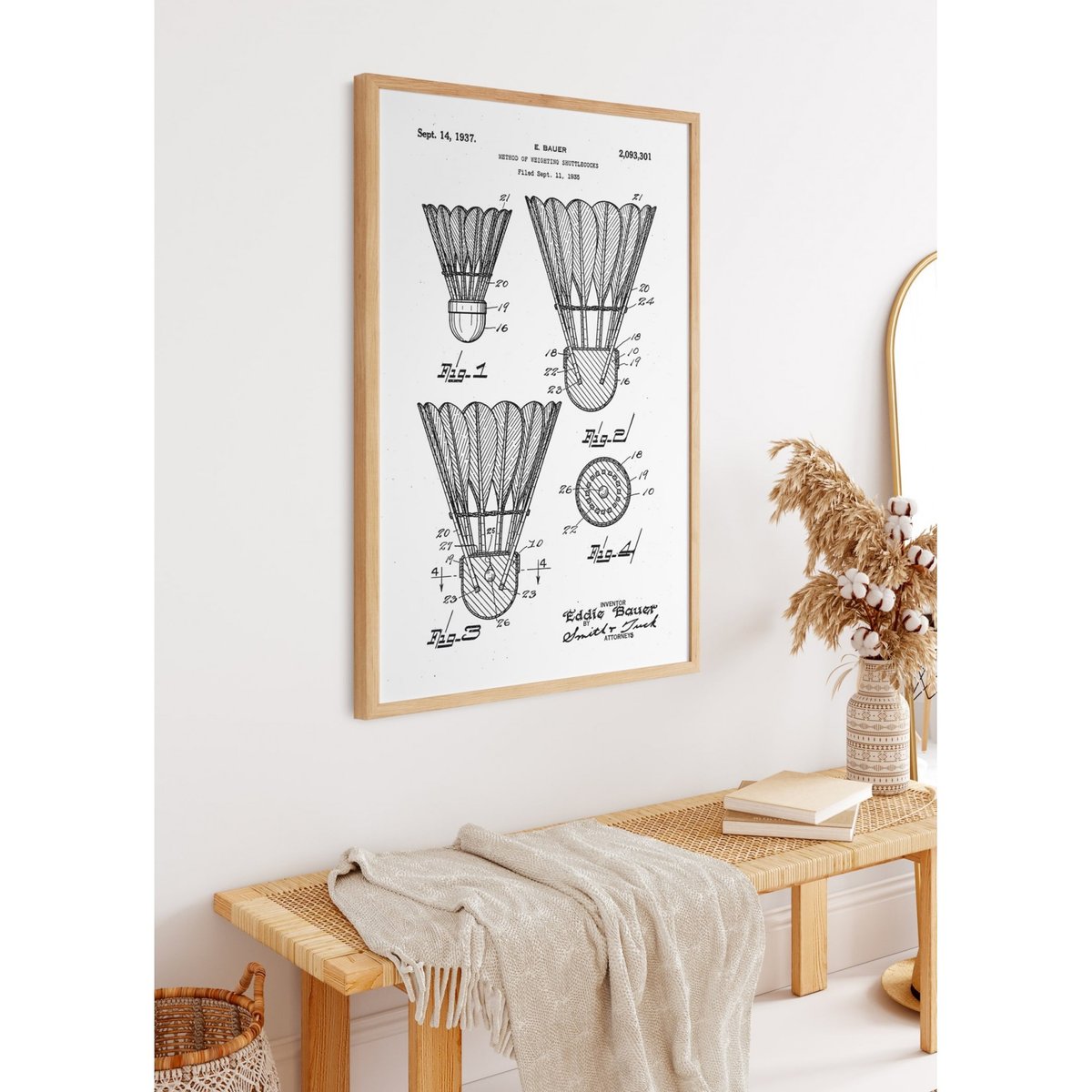 Affiche Brevet Volant badminton blanc, L'AFFICHERIE