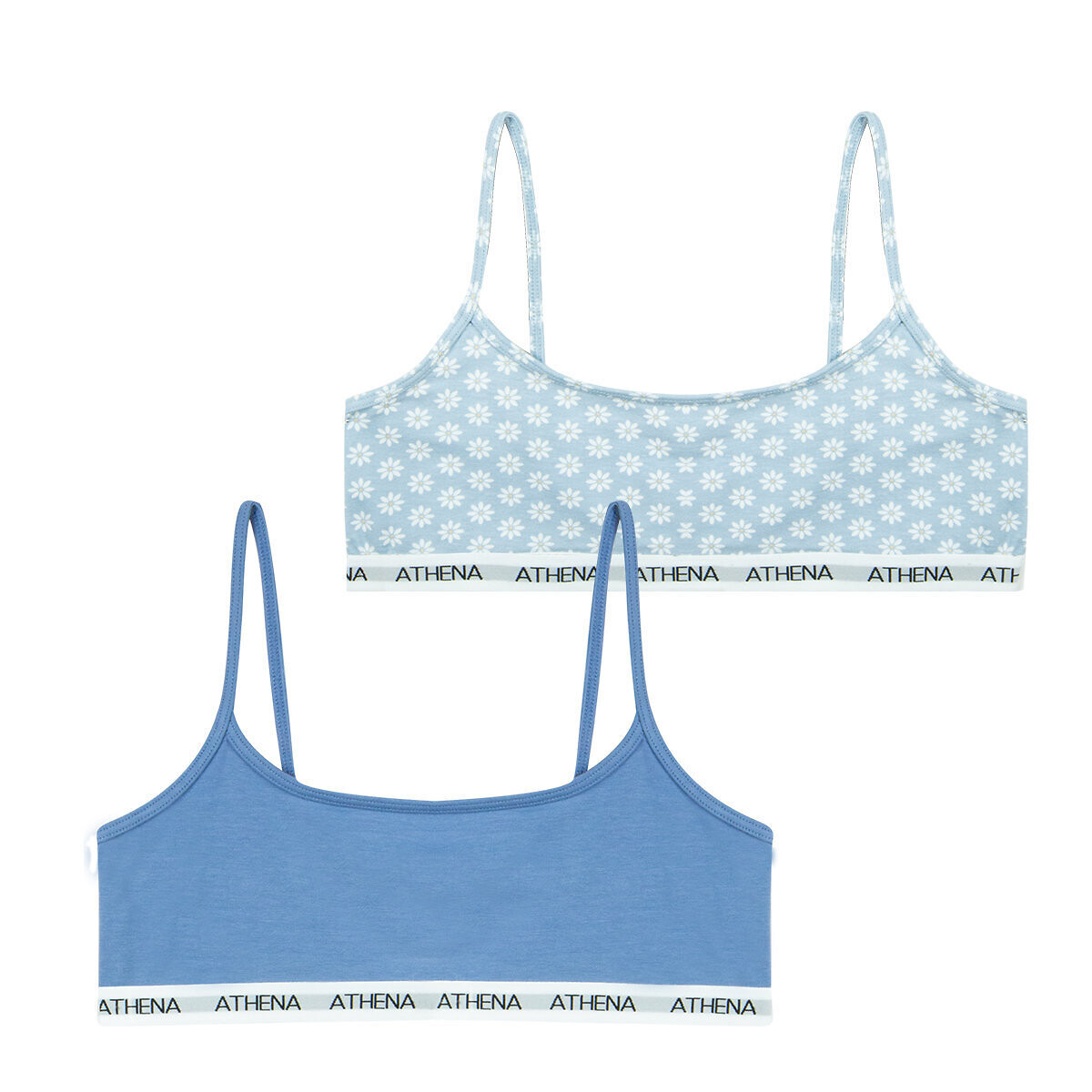Set van 2 katoenen hemdjes, MY PETIT PRINT blauw+bedrukt, ATHENA