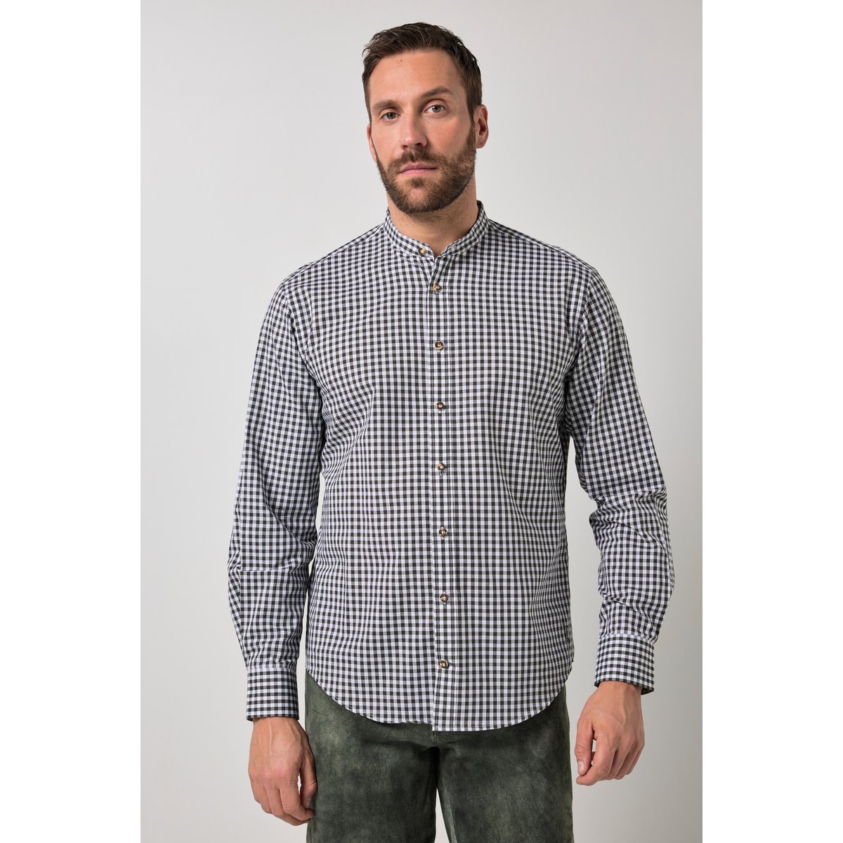 Chemise à carreaux traditionnelle olive foncé, JP1880