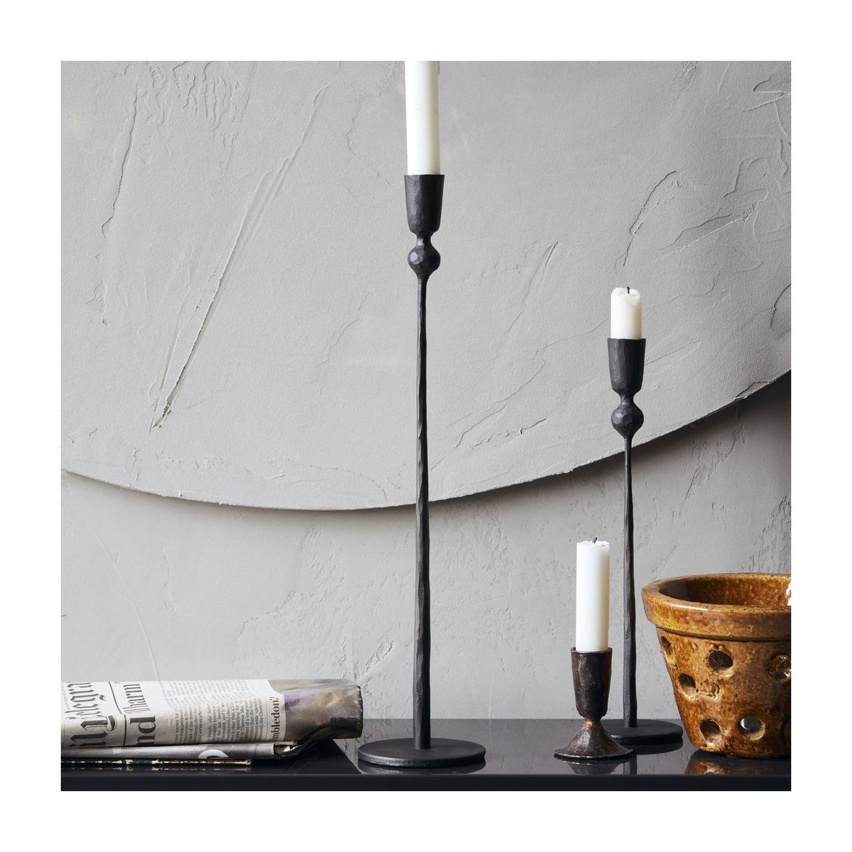 Bougeoir Trivo h 41 cm noir, HOUSE DOCTOR