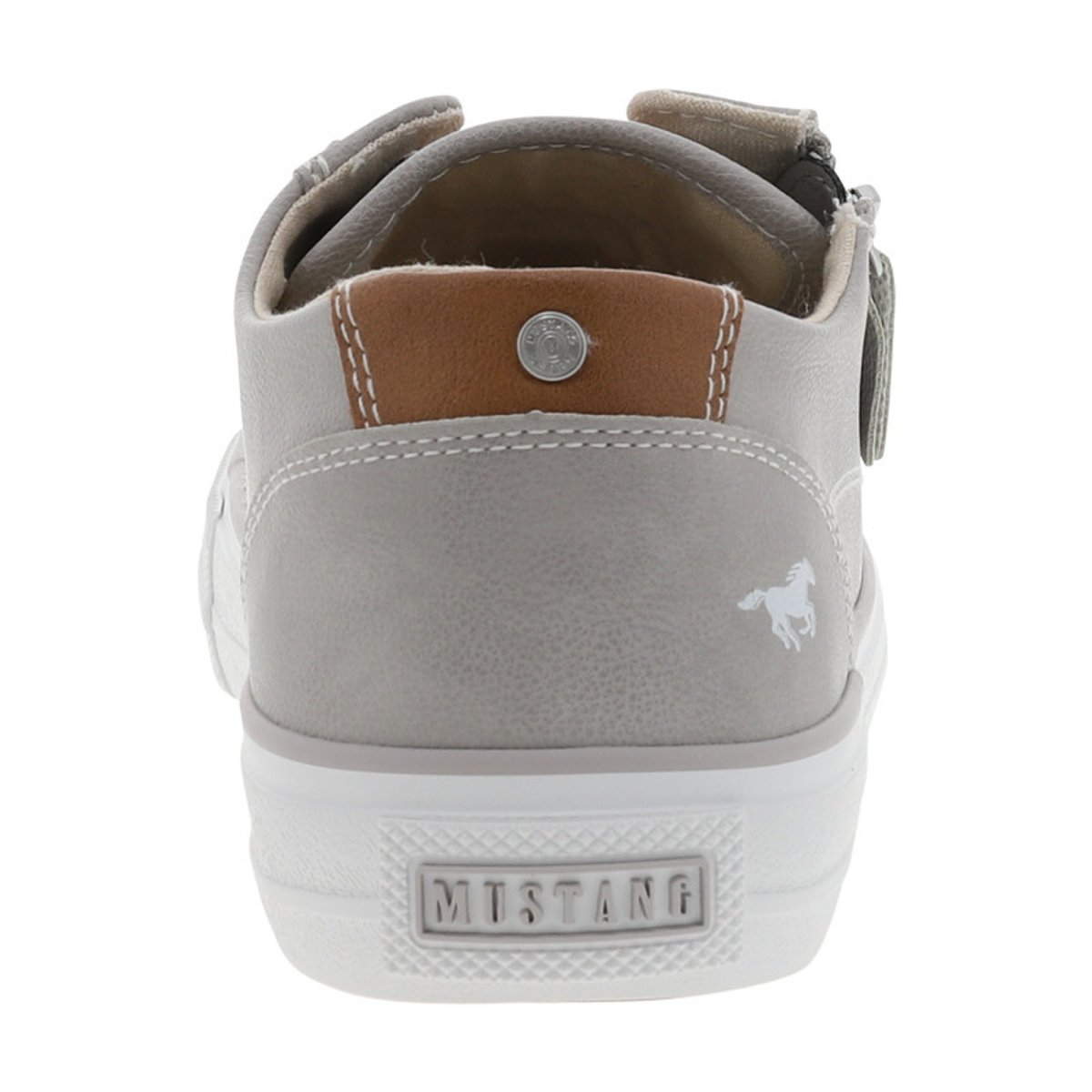 Tennis grises à semelle plate avec des lacets et un zip latéral gris, MUSTANG