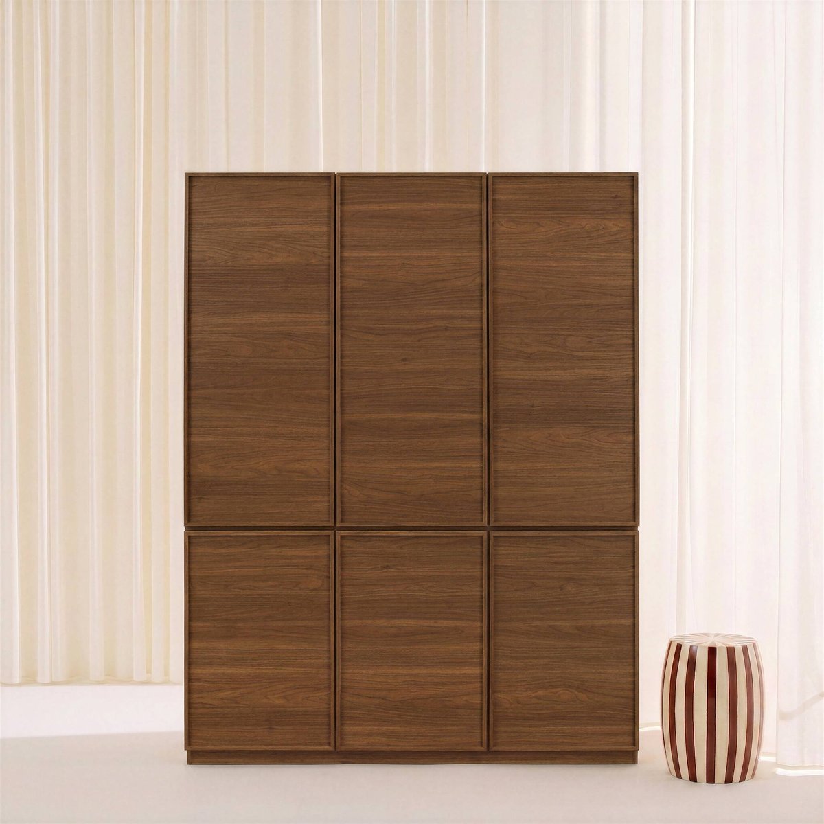Module dressing décor bois 6 portes 1 penderie KUBA naturel, SWEEEK
