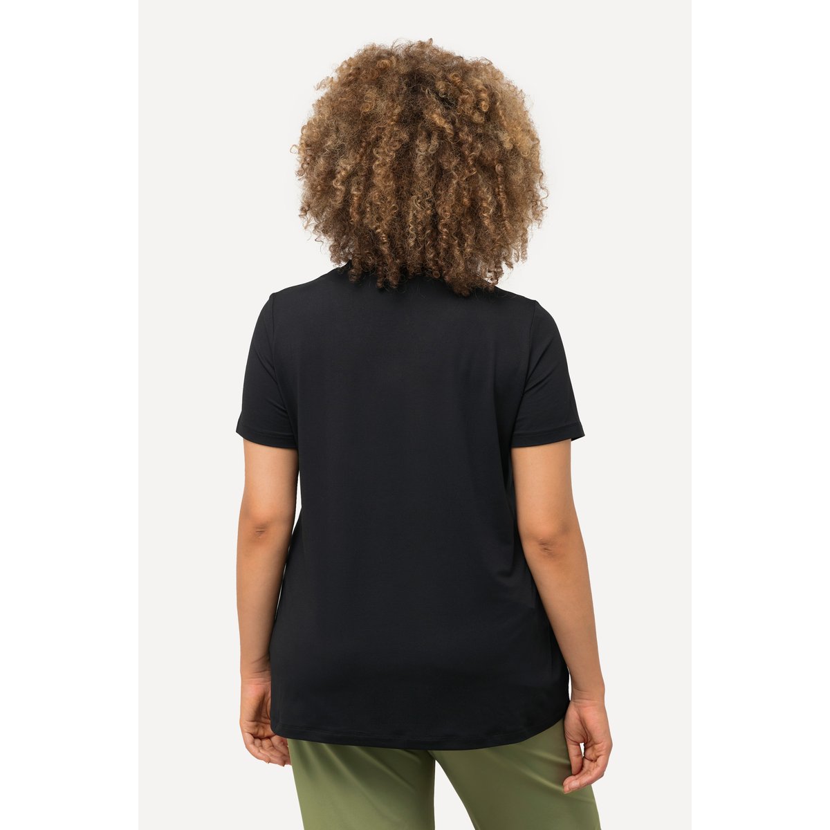 T-shirt de sport, séchage rapide, col V noir, ULLA POPKEN