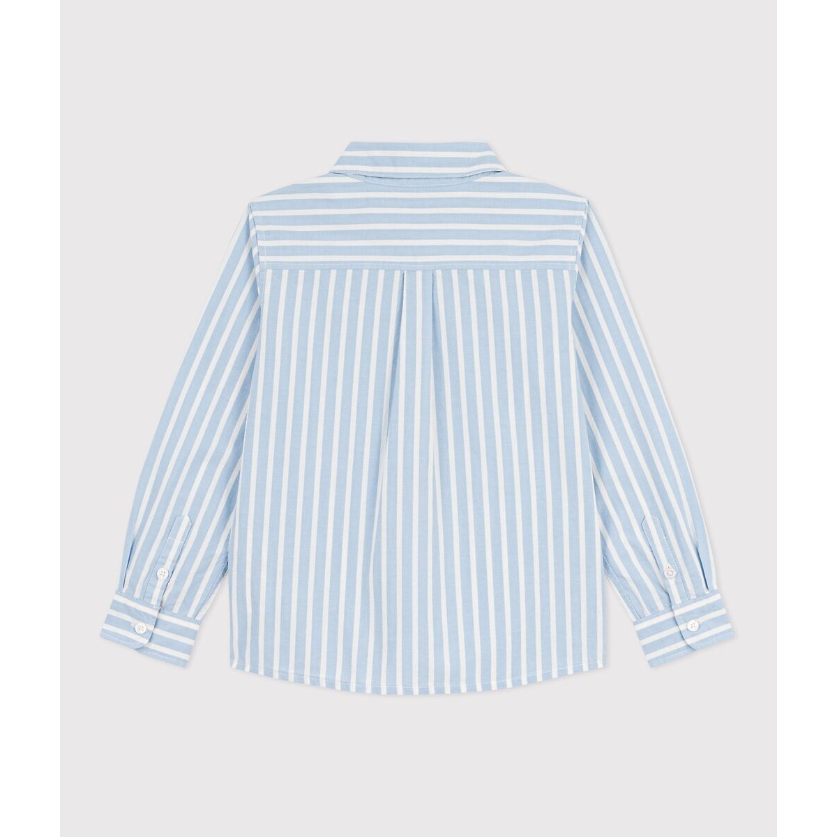 Striped Cotton Shirt with Long Sleeves blue striped/white, PETIT BATEAU
