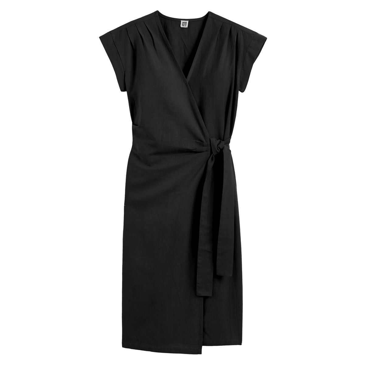 Robe droite portefeuille lin/noir, LA REDOUTE COLLECTIONS