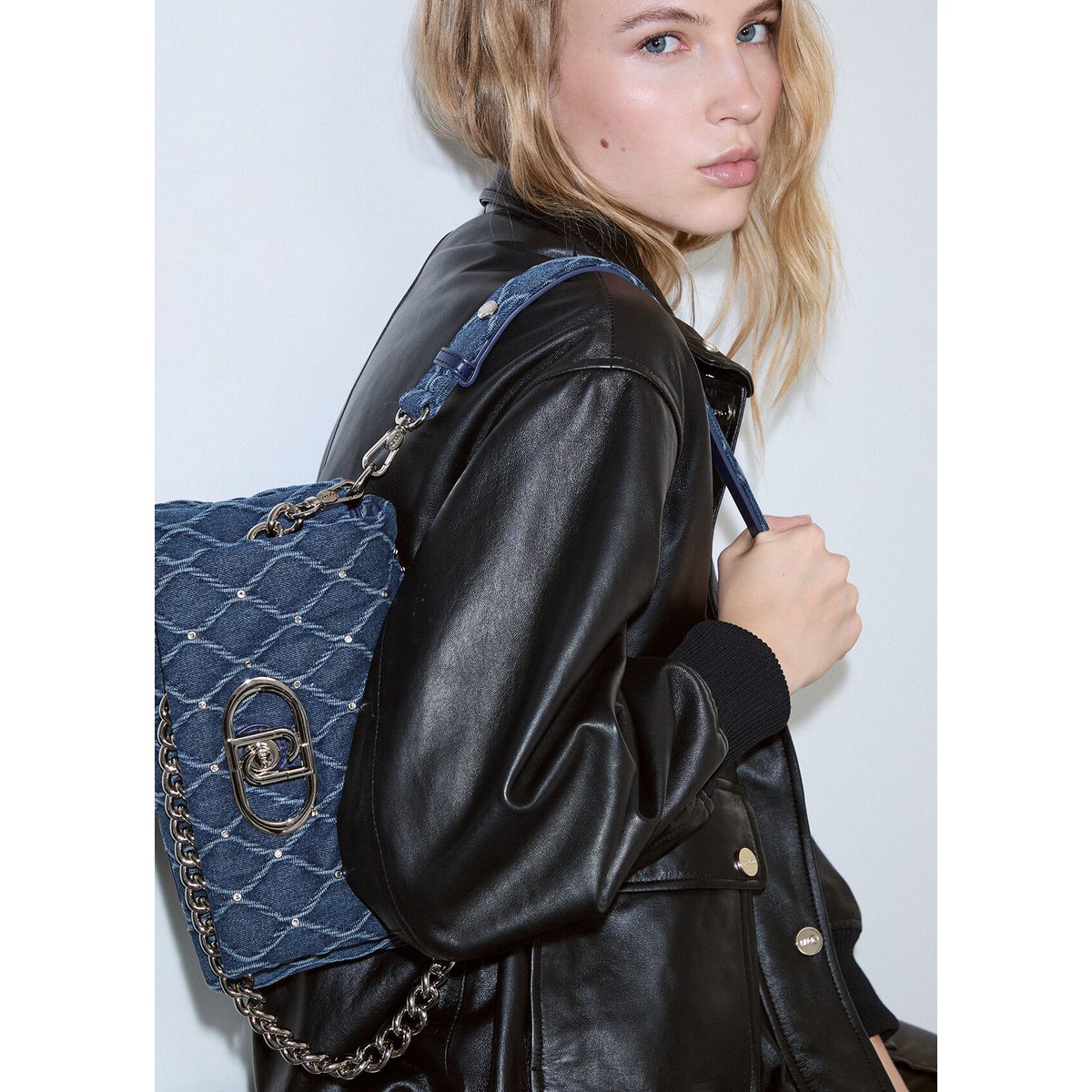 Sac LaPuffy moyen en denim denim bleu, LIU JO