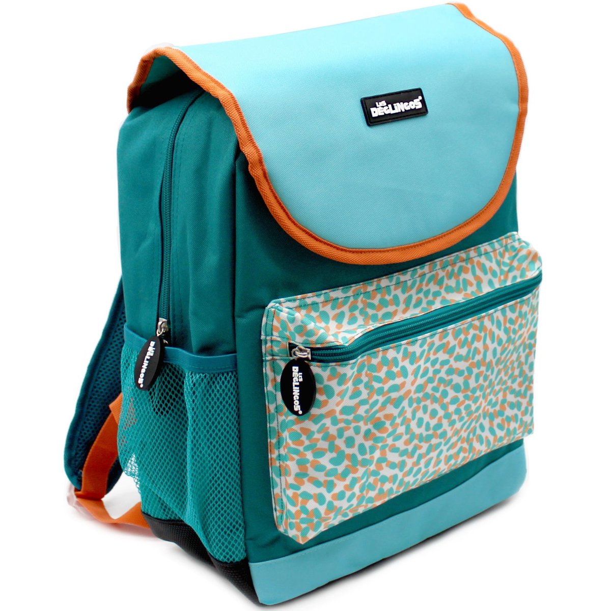 Sac à dos enfant bleu, blanc, orange, LES DEGLINGOS