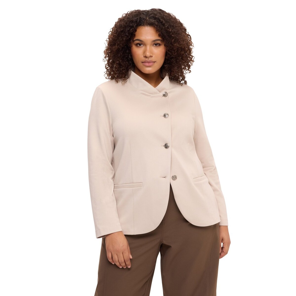 Blazer à fermeture asymétrique beige, FIORELLA RUBINO