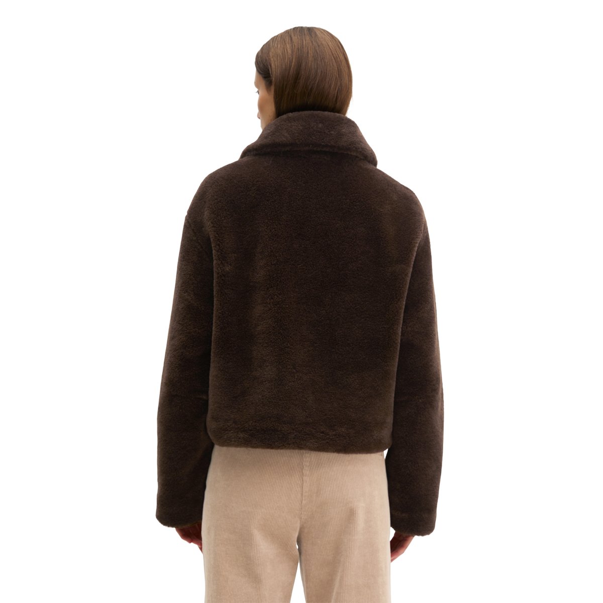 Veste en peluche coupe classique en polyester recyclé marron, MARC O'POLO