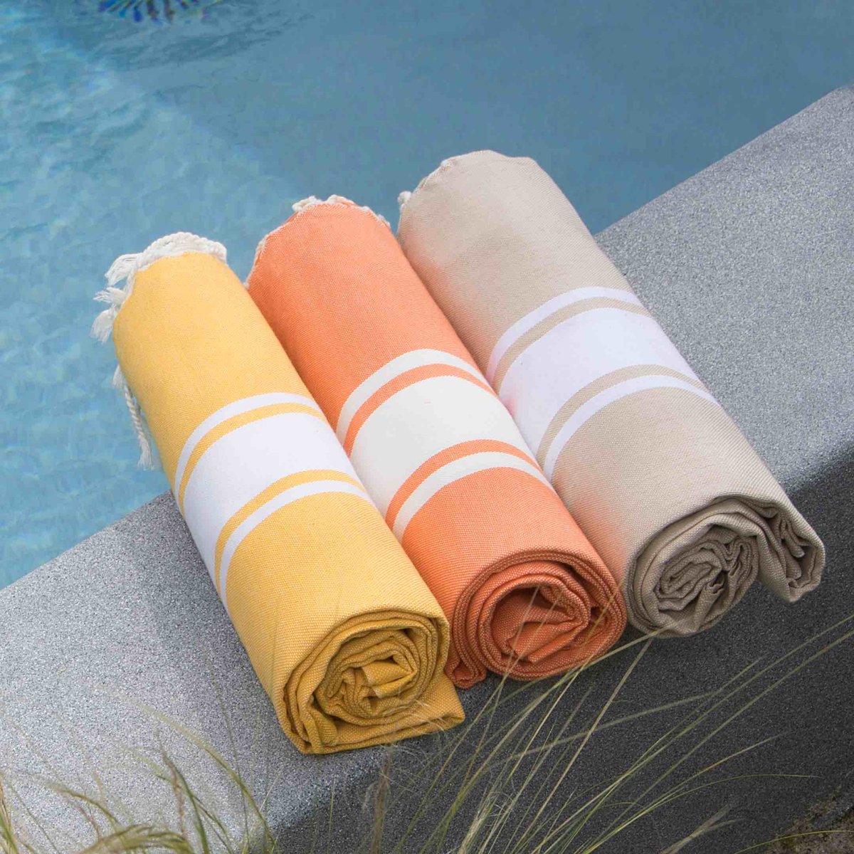 Lot de 2 foutas coton ST TROPEZ beige, FEBRONIE