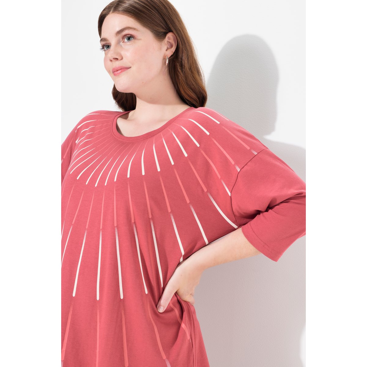 T-shirt oversize en coton bio framboise, ULLA POPKEN