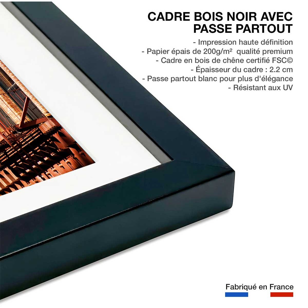 Affiche urbaine new york west side story affiche + cadre en bois - noir, HEXOA