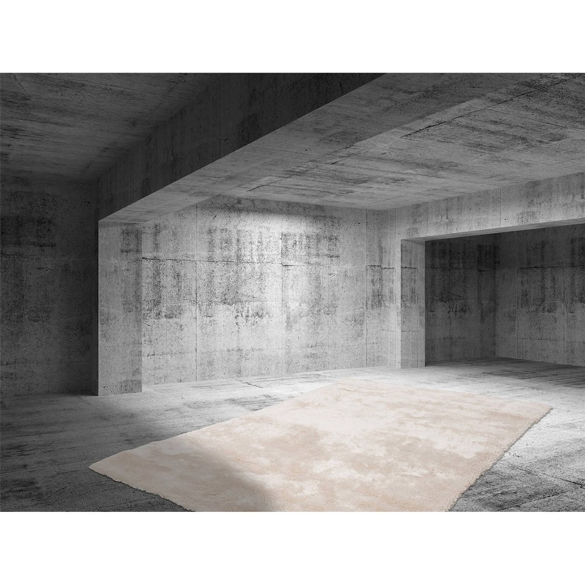 Tapis shaggy haut poil tufté main, Salon ivoire beige clair uni, ARTE ESPINA