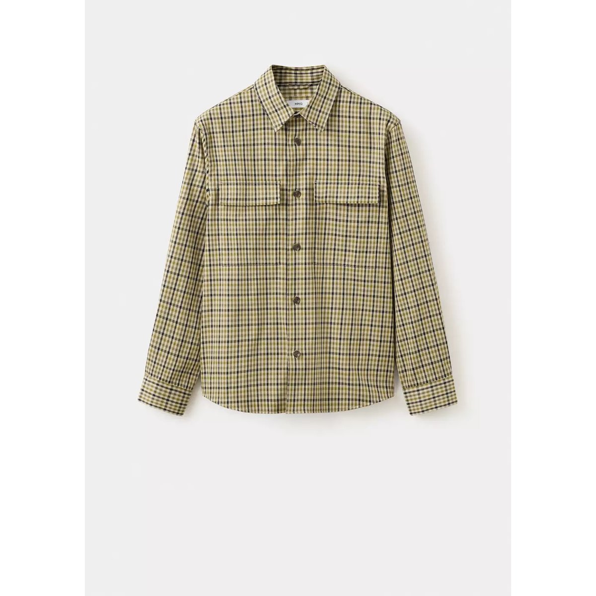 Veste boutons imprimé à carreaux olive, MANGO MAN